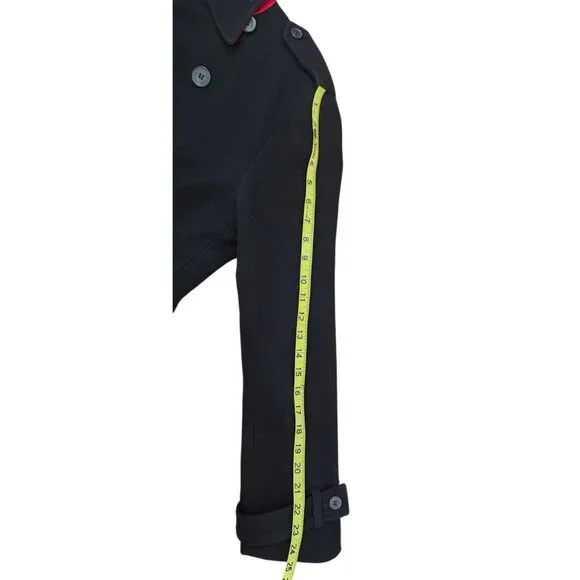 OPERATIONS NYC Black Wool Cashmere Military Peacoat Trench Coat Small USA Made